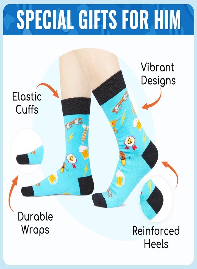 Happy Pop جوارب هابي بوب لعيد الأب - جوارب مضحكة للأب، هدايا للأب من الابنة والابن، هدايا مميزة للرجال، أزرق - Image 2