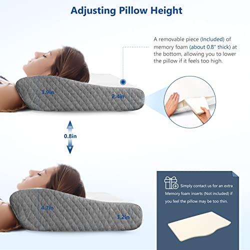 ZAMAT Memory Foam Pillow for Neck Pain Relief, Adjustable Ergonomic Cervical Sleeping, Orthopedic with Washable Cover, Bed Pillows Side, Back, Stomach Sleepers - Image 4