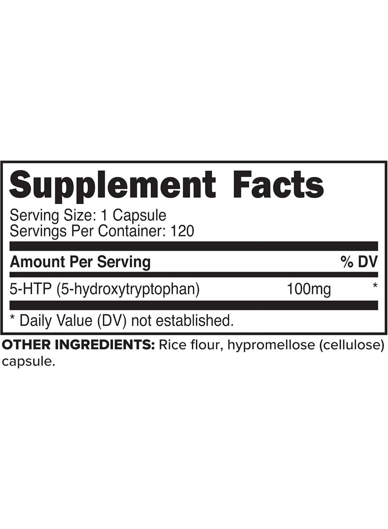 Primaforce 5-HTP 100mg Supplement, 120 Capsules, 100mg Per Serving, 5-Hydroxytryptophan - Image 2