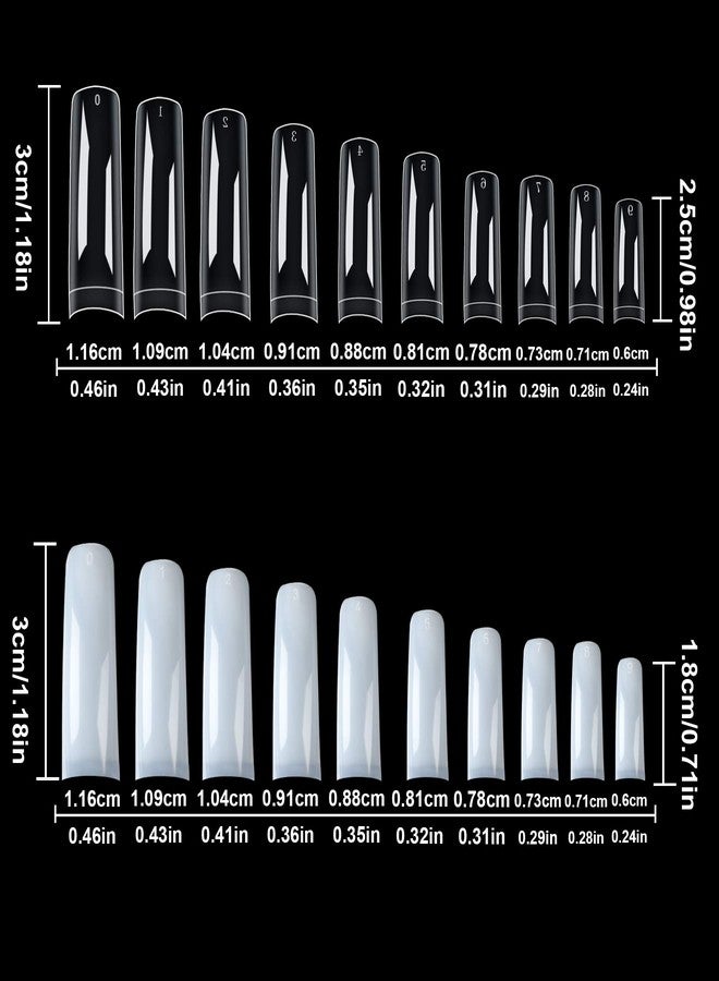 FEBSNOW 1000PCS Nail Tips Acrylic Nails 10 sizes Artificial Half Cover False Flake Nail Tips for Nail Salon Nail Shop DIY Nail Art Ballerina Nails (French Fake Nail Extension Tips) - Image 2