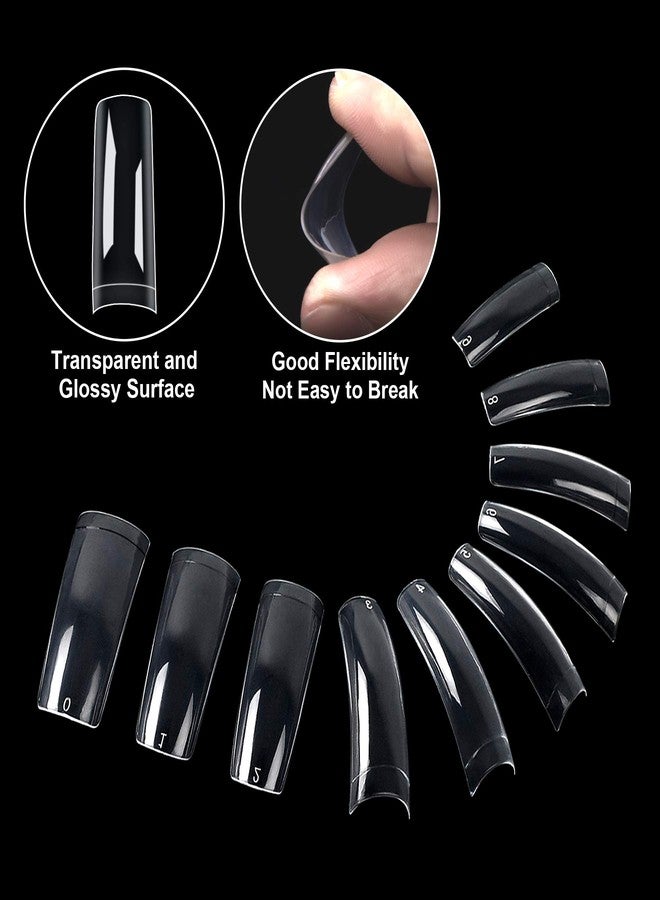 FEBSNOW 1000PCS Nail Tips Acrylic Nails 10 sizes Artificial Half Cover False Flake Nail Tips for Nail Salon Nail Shop DIY Nail Art Ballerina Nails (French Fake Nail Extension Tips) - Image 3