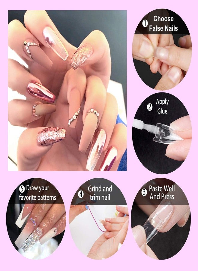 FEBSNOW 1000PCS Nail Tips Acrylic Nails 10 sizes Artificial Half Cover False Flake Nail Tips for Nail Salon Nail Shop DIY Nail Art Ballerina Nails (French Fake Nail Extension Tips) - Image 5