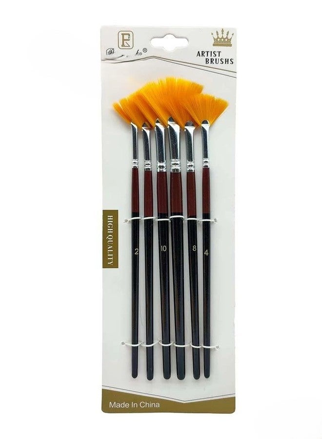 Professional Painting Brush Set – Soft Bristles, Ideal for Acrylics, Watercolor & Oil Paints (Fan Painting Brush 6Pc)