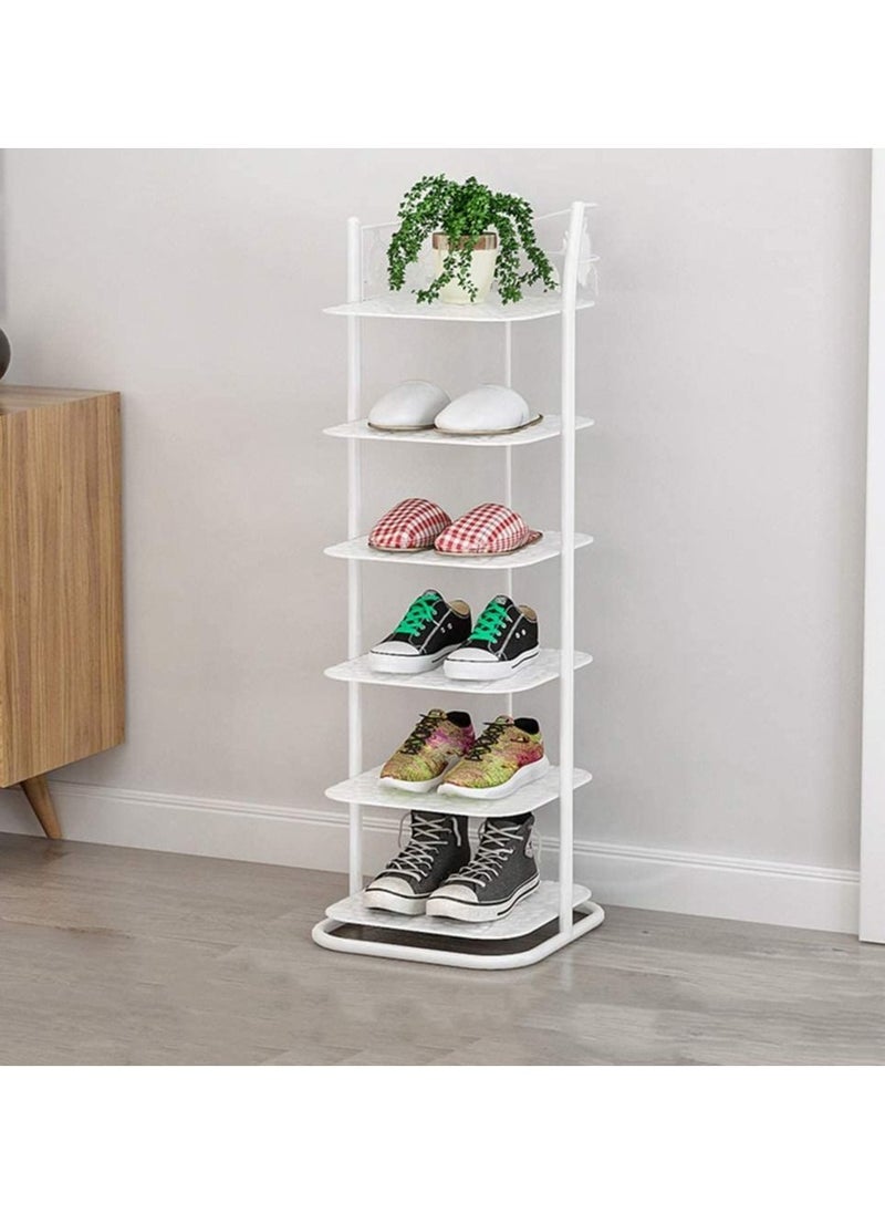 Generic - Industrial Iron Shoe Rack Shoe Tower Shoe Storage,6-Tier Shoe Organizer for Closets,Corner Free Standing Shoe Shelf for Entryway/Garage,Small Shoe Holder Indoor,Shoe Shelves Shoe Stand(White) - Image 1
