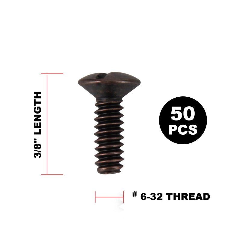 Henne Bery 3/8" Long 6-32 Thread, Oval Head Milled Slot Replacement Wall Plate Screws, 50 Pack, Bronze - Image 2