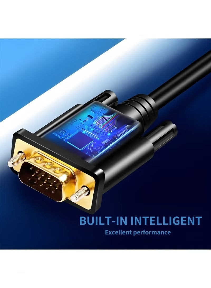 HDMI to VGA Adapter Cable1.8m, Gold Plated 1080P Active HDMI Digital to VGA Analog Video Adapter Converter Cable for Desktop, Projector, HDTV, Raspberry Pi, Roku, Xbox - Image 2