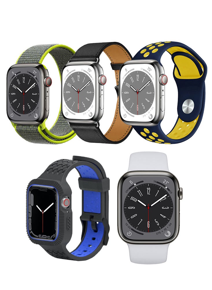 Perfii - 5pcs Watch Bands Replacement for Apple Watch Strap Compatible with Apple Watch 49/46/45/44/42mm Series 10/9/8/7/6/5/4/SE/Ultra - Image 1