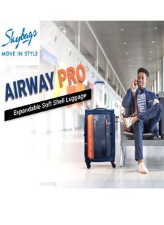 Airway Pro Expandable Soft Body Luggage with Smooth Dual Wheels Luggage Trolley, Polyester Material, TSA Lock, Cabin- 20 Inch Blue - pzsku/Z04BD393A89012474F09AZ/45/_/1739358688/d740c947-1125-4a22-919f-d80c58fc448a