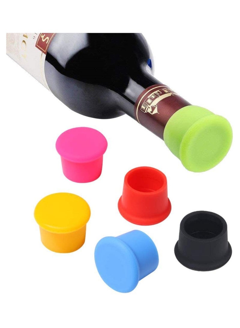 SYOSI Bottle Caps 6 Pcs Wine Bottle Caps Reusable Silicone Stopper Cap Keep Flesh for Wine Beer Champagne Sparkling Wine Random Color - Image 1