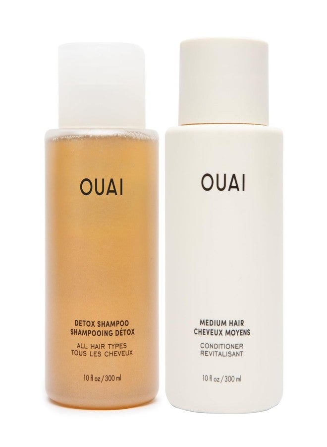 OUAI Detox Shampoo & Medium Hair Conditioner Bundle - Clarifying Shampoo for Build Up, Dirt, Oil, Product and Hard Water & Hydrating Conditioner for Medium Hair (2 Count) - Image 1