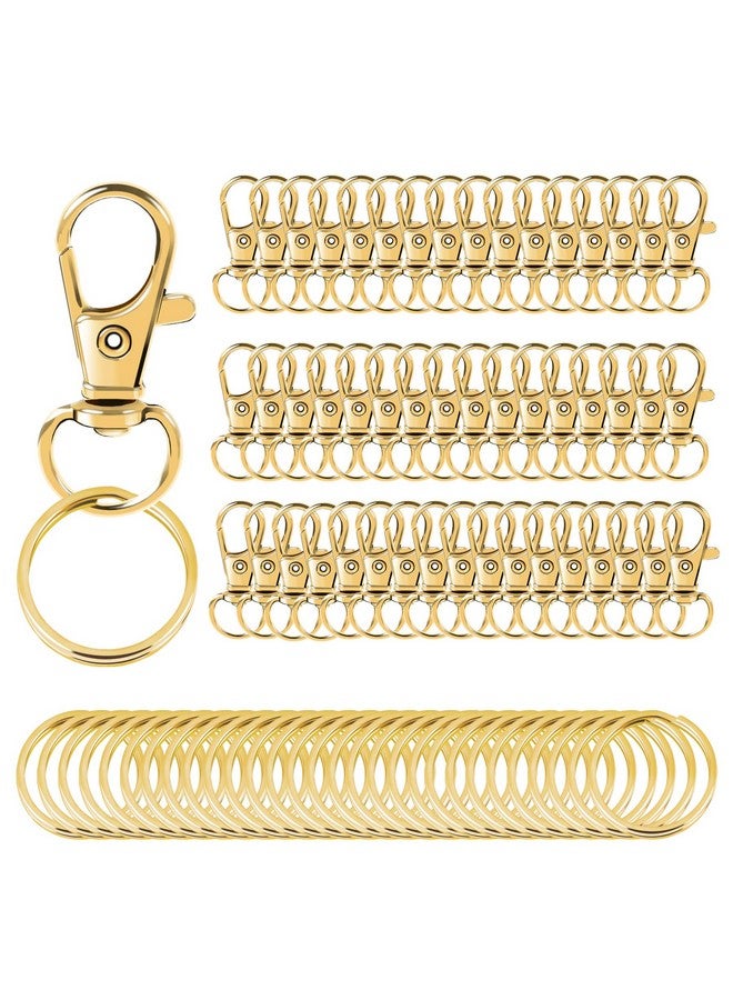 Augsun 100Pcs Gold Swivel Clasps Lanyard Snap Hooks With Key Rings Key Chain Clip Hooks Lobster Claw Clasps For Keychains Jewelry Diy Crafts - Image 1