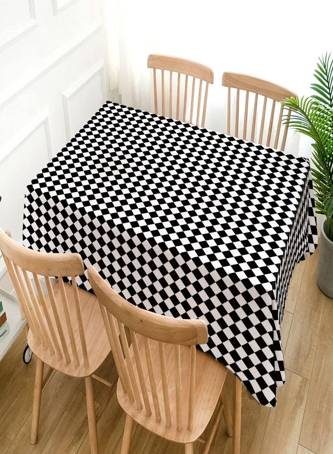 Hafangry Black and White Diamond Checkered Tablecloth Girl Tea Themed Party Decoration Picnic Table Cloth Kitchen Dining Room Home Decor-60×84inch - Image 2