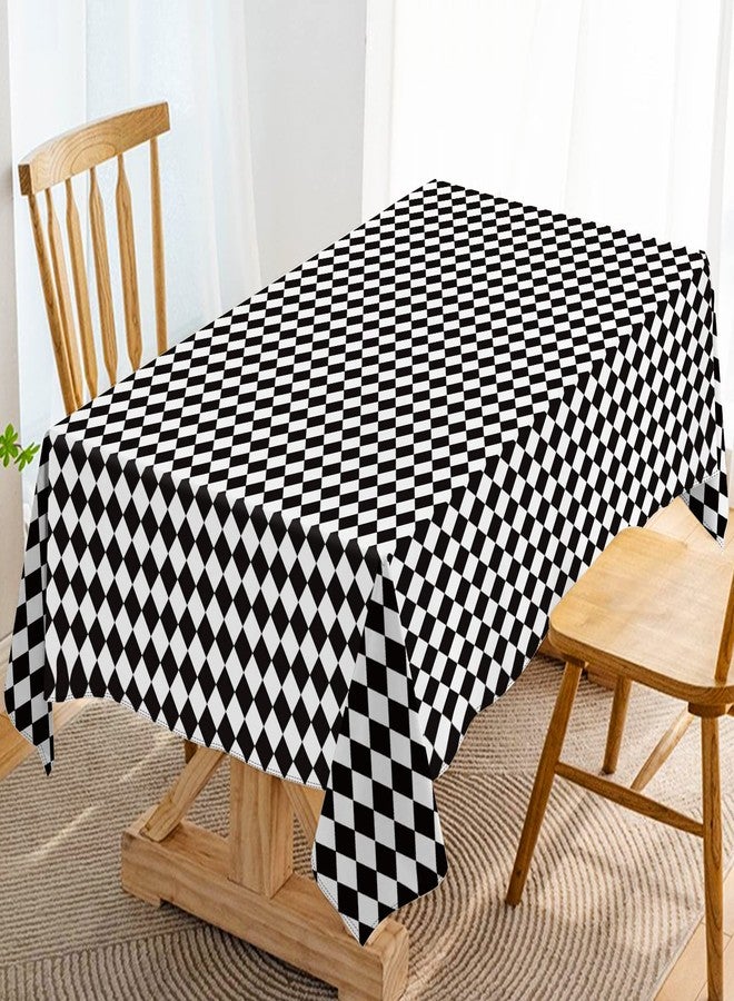 Hafangry Black and White Diamond Checkered Tablecloth Girl Tea Themed Party Decoration Picnic Table Cloth Kitchen Dining Room Home Decor-60×84inch - Image 1