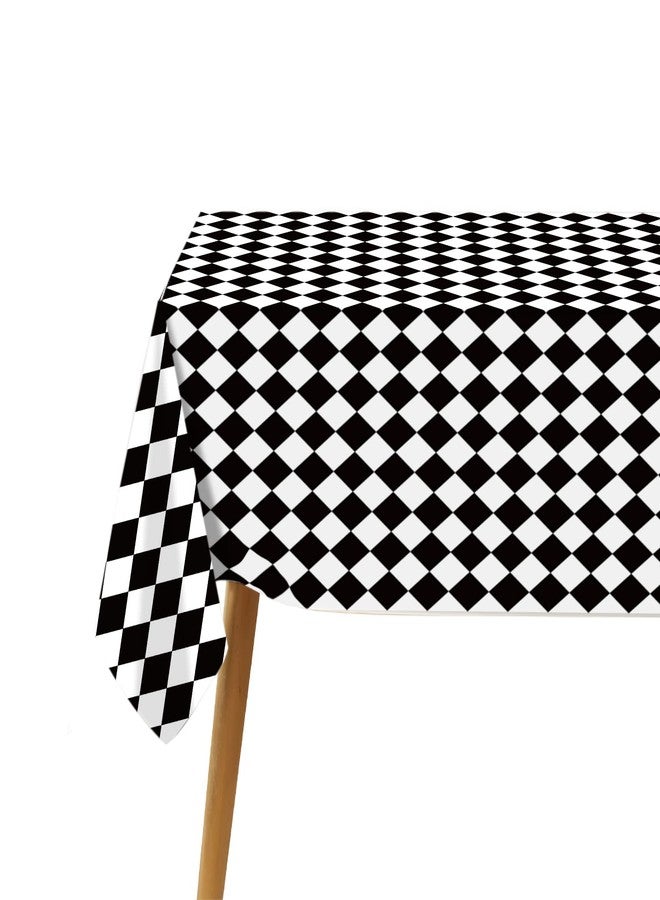 Hafangry Black and White Diamond Checkered Tablecloth Girl Tea Themed Party Decoration Picnic Table Cloth Kitchen Dining Room Home Decor-60×84inch - Image 5