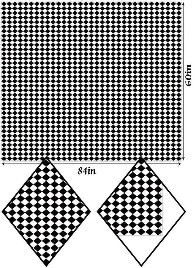 Hafangry Black and White Diamond Checkered Tablecloth Girl Tea Themed Party Decoration Picnic Table Cloth Kitchen Dining Room Home Decor-60×84inch - Image 3