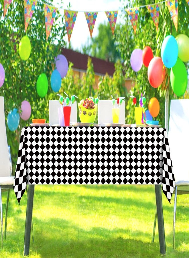 Hafangry Black and White Diamond Checkered Tablecloth Girl Tea Themed Party Decoration Picnic Table Cloth Kitchen Dining Room Home Decor-60×84inch - Image 4