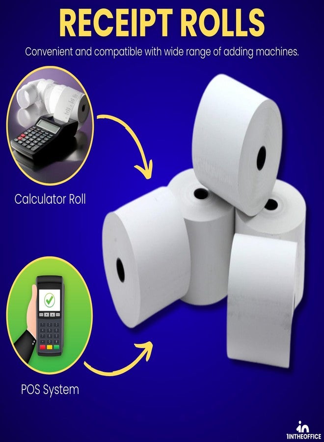 1InTheOffice Cash Register/POS Rolls, 1 Ply, 1 1/2" x 128', 10/Pack - Image 5
