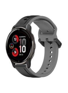 Generic Replacement Strap For Garmin Venu 2 Plus 20mm Convex Loop Two-Color Silicone Watch Band Black+Grey 