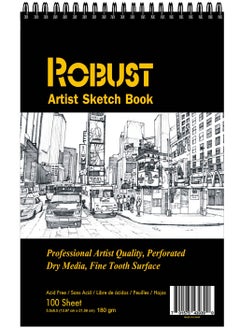 ROBUST Robust 400 Series(5.5"x8.5") SketchBook, 100 Sheets Sketch Pad, 180gsm Drawing Notebook, Art Paper For Dry and Wet Media, Drawing Book For Kids, Spiral Bound Artist Sketch Paper, Acid-Free Art Book  - Image 4
