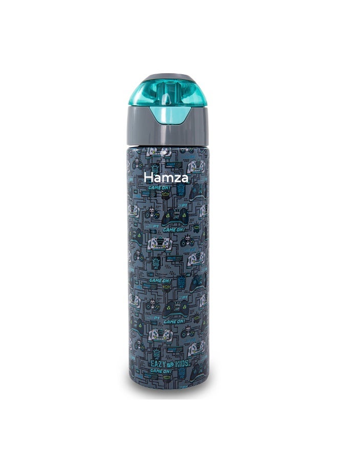 Eazy Kids Personalized - Insulated Stainless Steel Water Bottle w/Spray, Gaming 640ml - Grey - Image 1