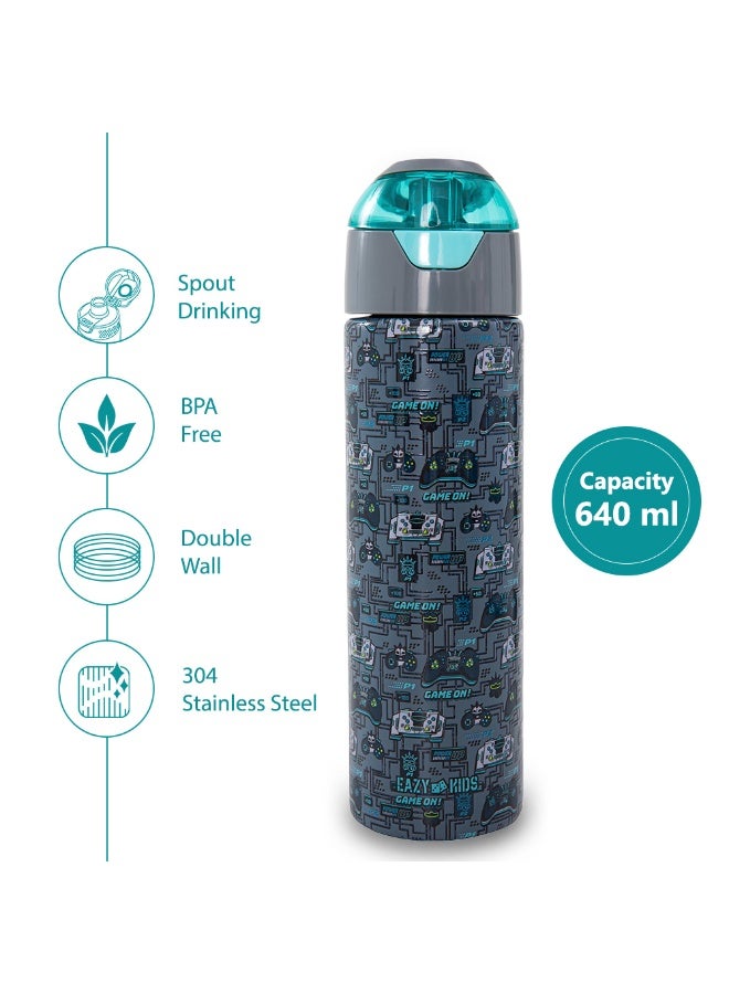 Eazy Kids Personalized - Insulated Stainless Steel Water Bottle w/Spray, Gaming 640ml - Grey - Image 5