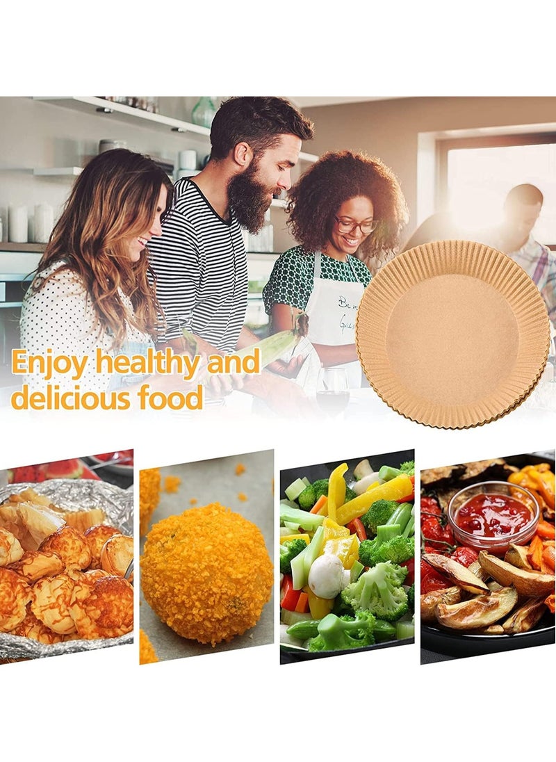 VIO 50 Pack Non Stick Disposable Parchment Paper Round Liners for Air Fryer Microwave Oven 20cm Eco Friendly Heat Resistant Easy to Use Keeps Food Fresh and Air Fryer Clean  - Image 5