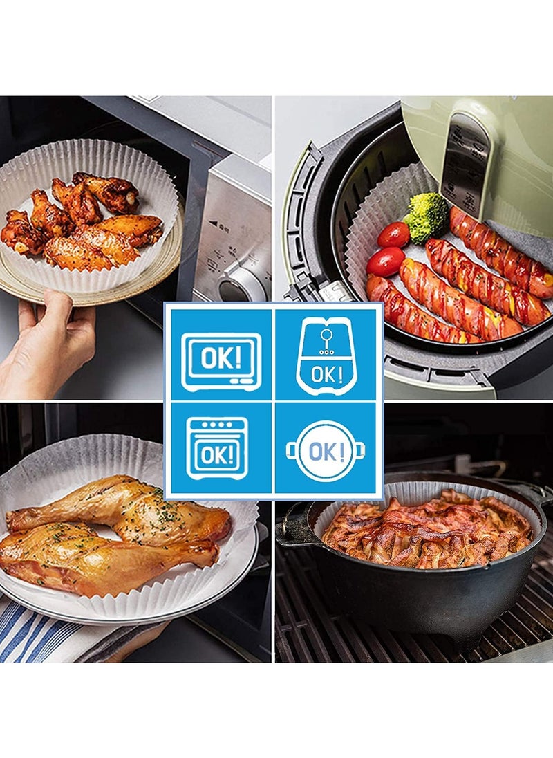 VIO 50 Pack Non Stick Disposable Parchment Paper Round Liners for Air Fryer Microwave Oven 20cm Eco Friendly Heat Resistant Easy to Use Keeps Food Fresh and Air Fryer Clean  - Image 2