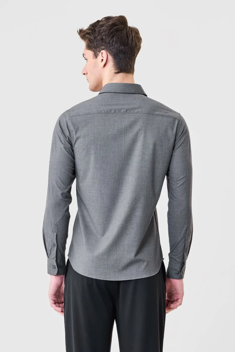 Snitch Grey Stretch Slim Fit Shirt for Men | Best Price UAE