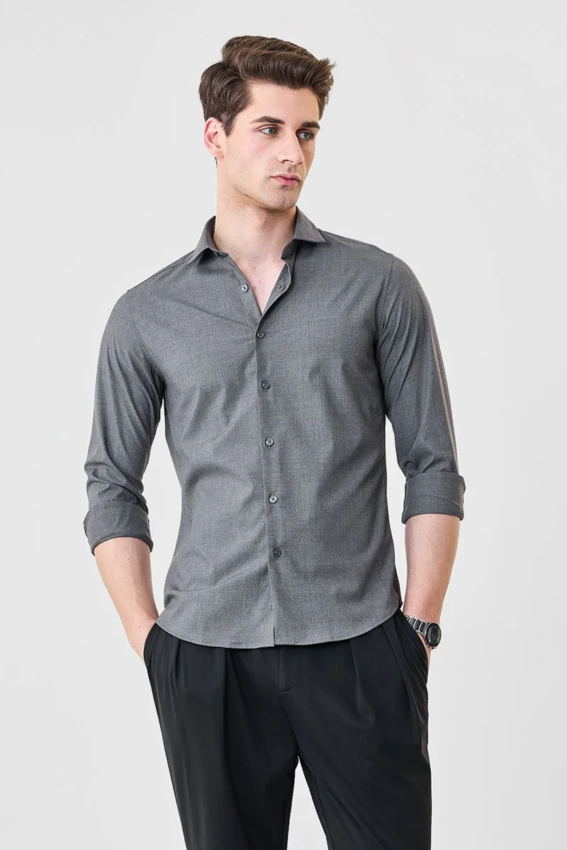 Snitch Grey Stretch Slim Fit Shirt for Men | Best Price UAE