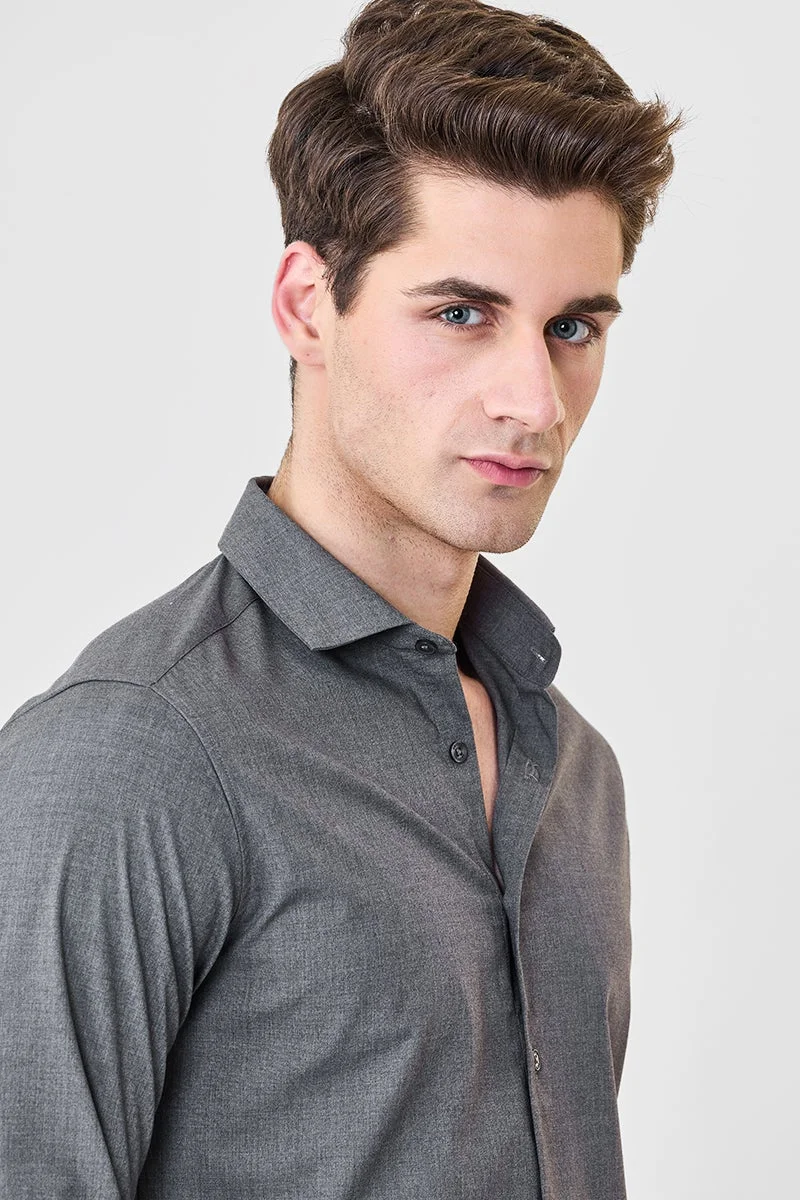 Snitch Grey Stretch Slim Fit Shirt for Men | Best Price UAE