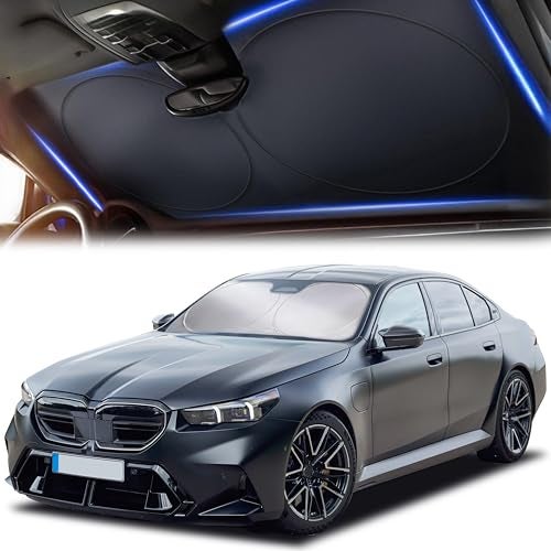 Autovir Car Windshield Sun Shade 280T Reflective Front Window Sun Blocker Heat Shield Automotive Sun Protection Privacy Curtains Foldable with Storage Bag Car Accessories Fits Coupe Hatchback - Image 1