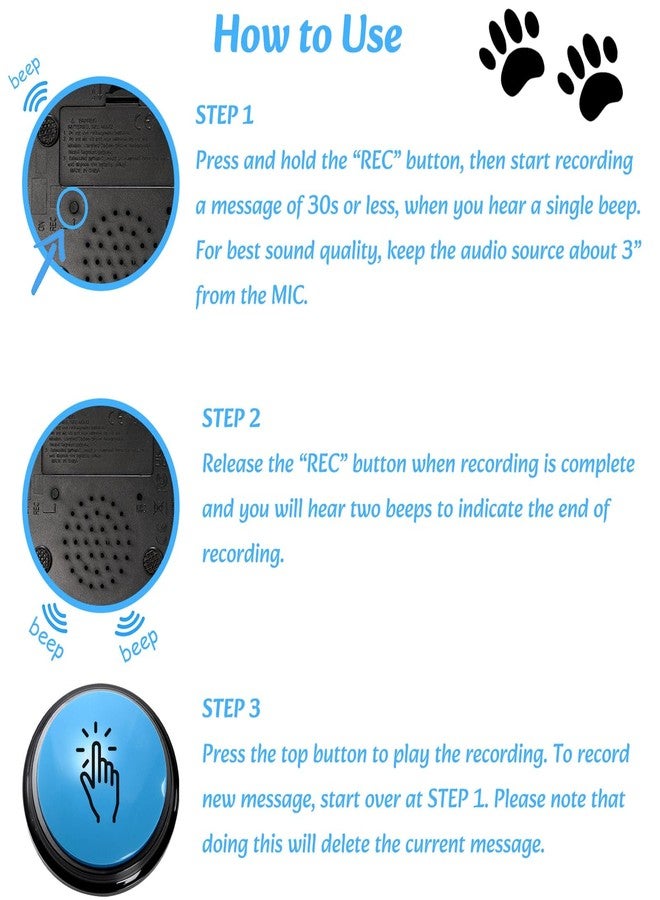 Youeon 6 Pack Voice Recording Button, 6 Colors Dog Buttons for Communication Pet Training Buzzer, 30 Seconds Record & Playback, Funny Record Buttons for Pet, Classroom, Office, Home - Image 3