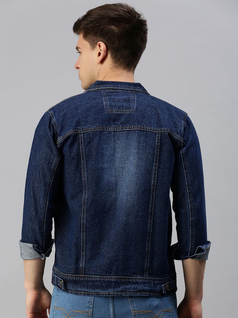 VOGATI Men's Denim Jacket kjt222vog-xl_Dark Blue_XL - Image 5