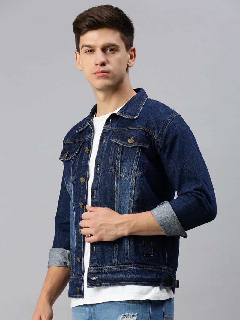 VOGATI Men's Denim Jacket kjt222vog-xl_Dark Blue_XL - Image 4