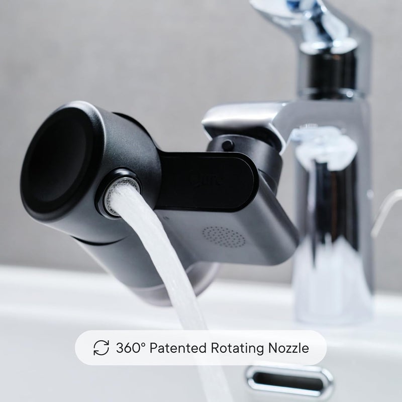 Qure Skincare Bathroom Sink Filter Water Faucet for Skin, Reduces 99% Chlorine and Heavy Metals, Skin Hydration in 4 Weeks, Reduces Build-Up, Balances pH, Softer Skin & Hair - Black - Image 2
