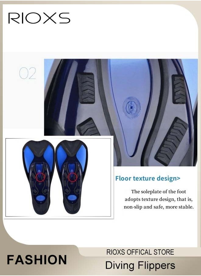 RIOXS Unisex Diving Fins, Lightweight Snorkel Fins, Swim Heel Short Flippers, Adjustable Silicone Swimming Flippers, Diving Travel Trek Silicone Floating Full Foot Flippers, Snorkeling Training Kit For Men/ Women/ Youth/ Big Kids  - Image 3