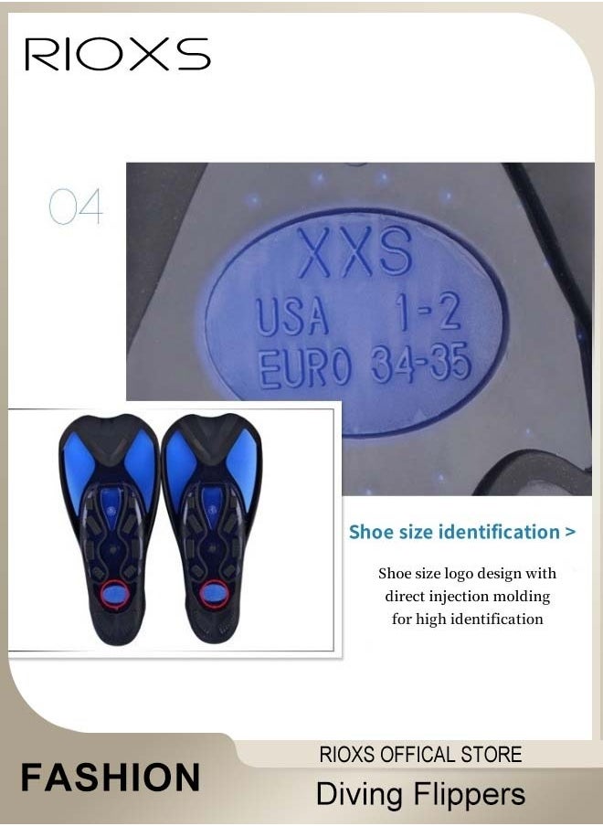 RIOXS Unisex Diving Fins, Lightweight Snorkel Fins, Swim Heel Short Flippers, Adjustable Silicone Swimming Flippers, Diving Travel Trek Silicone Floating Full Foot Flippers, Snorkeling Training Kit For Men/ Women/ Youth/ Big Kids  - Image 5
