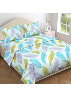 VAS COLLECTIONS VAS COLLECTIONS XXL Microfiber Soft Cotton King Size Bedsheet for Double Bed King Size 108 x108 in 9 Feet 275x275 cm 2 Large Size Pillow Covers Without Joint White Blue200 tc 240 tc  - Image 1