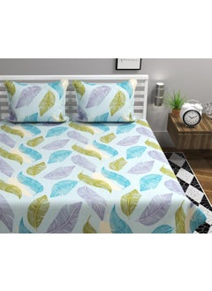 VAS COLLECTIONS VAS COLLECTIONS XXL Microfiber Soft Cotton King Size Bedsheet for Double Bed King Size 108 x108 in 9 Feet 275x275 cm 2 Large Size Pillow Covers Without Joint White Blue200 tc 240 tc  - Image 2