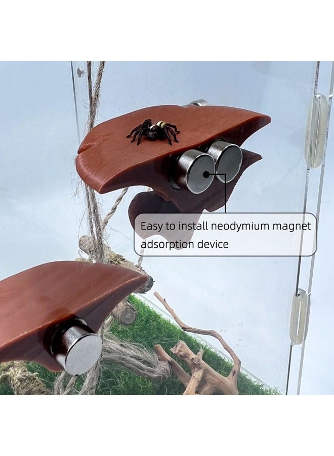 Daerky Jumping Spider Mushroom Shelf, Magnetically Concealed Jumping Spider Habitat,Serves As Enclosure Decorate Accessories for Spider Climbing Feeding and Platforms (Brown) - Image 4