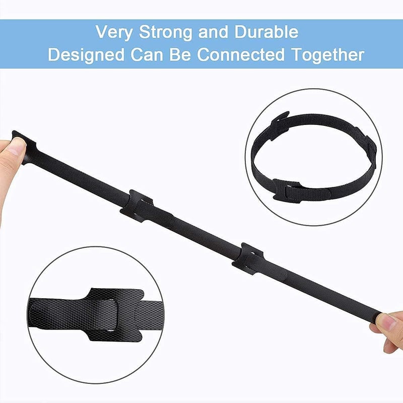 PIBOKU PIBOKU 20Piece Reusable Cable Organizer Straps Premium Hook Loop Ties for WireCord Management Adjustable 6Inch Ties for PC TV Desk WFH Accessories Black  - Image 5