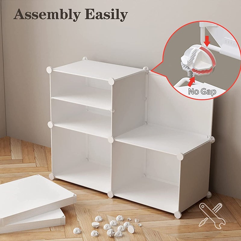 Jomifin Shoe Rack Storage Cabinet with Doors, Key Holder, Portable Shoes Organizer, Expandable Standing Rack, Storage 32-64 Pairs Shoes, Boots, Slippers (2x8 tier) (White) - Image 5