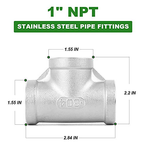 TAISHER 2PCS Stainless Steel Tee Pipe Fittings, 1" x 1" x 1" NPT Female Pipe Fittings - Image 4