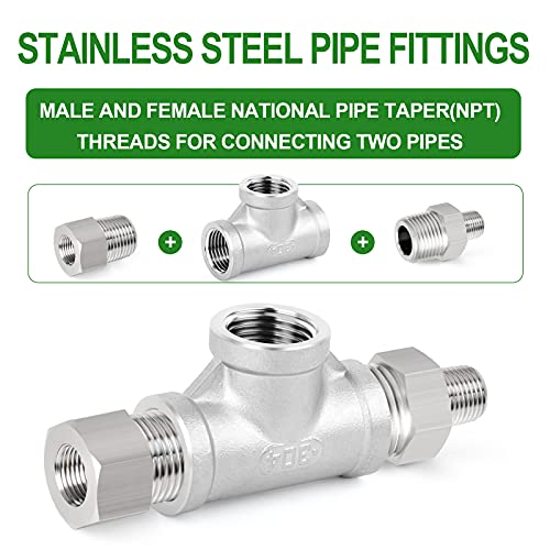 TAISHER 2PCS Stainless Steel Tee Pipe Fittings, 1" x 1" x 1" NPT Female Pipe Fittings - Image 3