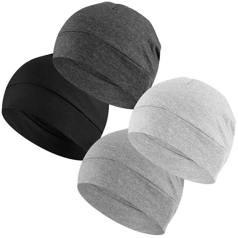 Headshion Cotton Skull Caps for Men Women,4-Pack Lightweight Beanie Sleep Hats Breathable Helmet Liner - Image 1
