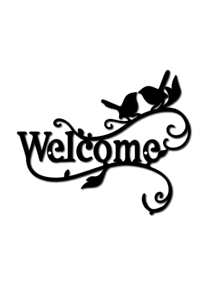 لوحة جدارية خشبية Welcome – أسود