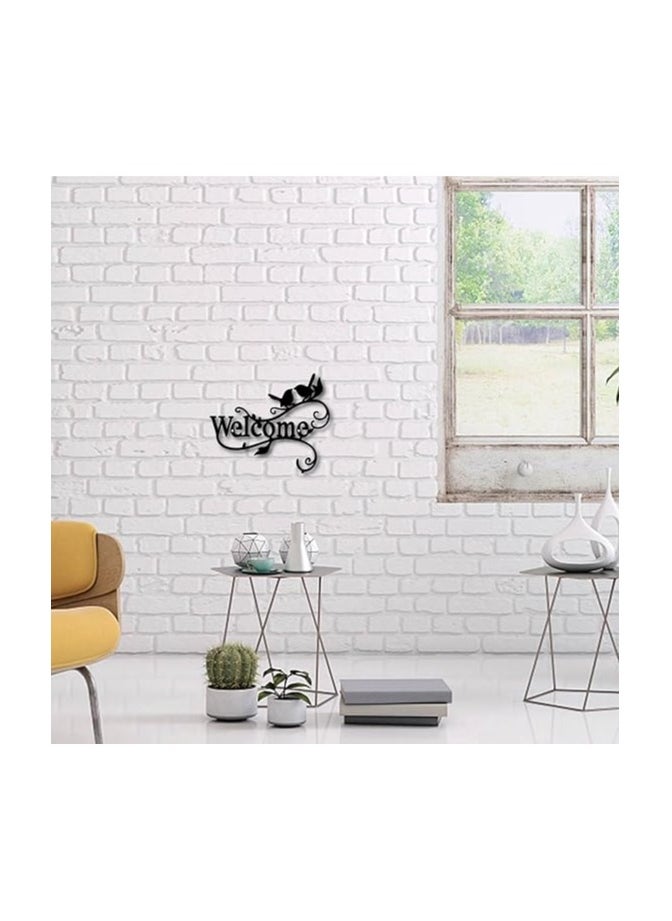 MIRFA Wooden Wall Art With Self Adhesive Base - Black (Welcome)  - Image 4