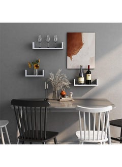 Arabest Floating Shelves for Wall, Set of 3, 30/40/50cm, U-Shaped Decorative Shelves for Living Room, Wooden Shelves, Concealed Brackets, Picture Ledge, Wall Shelf for Bedroom, Bathroom, Kitchen, White  - Image 2