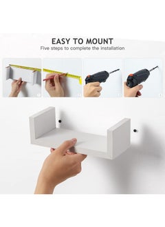 Arabest Floating Shelves for Wall, Set of 3, 30/40/50cm, U-Shaped Decorative Shelves for Living Room, Wooden Shelves, Concealed Brackets, Picture Ledge, Wall Shelf for Bedroom, Bathroom, Kitchen, White  - Image 5