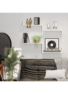 Arabest Floating Shelves for Wall, Set of 3, 30/40/50cm, U-Shaped Decorative Shelves for Living Room, Wooden Shelves, Concealed Brackets, Picture Ledge, Wall Shelf for Bedroom, Bathroom, Kitchen, White  - Image 3